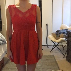 Free people red lace dress.